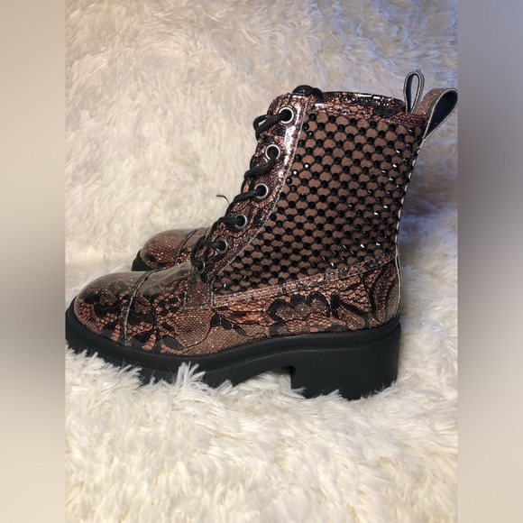 Steve Madden Brown and Black Studded Combat Boots - Picture 8 of 16